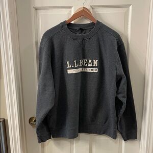 L.L. Bean Men's Dark Charcoal Crewneck Sweatshirt with Embroidered Logo